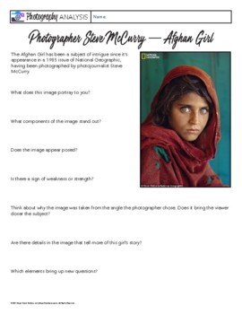 Hospital svovl kanal Art & Photography: Photograph Analysis Steve McCurry "Afghan Girl" Worksheet
