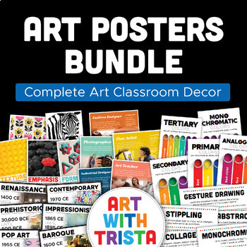 Preview of Art Posters Bundle - Complete Art Classroom Decor Poster Set