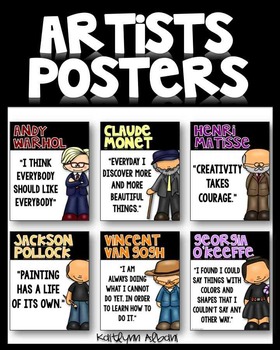 Preview of Art Posters - Inspiration Quotes from Great Artists - Classroom Decor