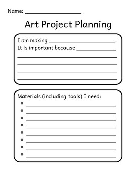 Preview of Art Project Planning Form