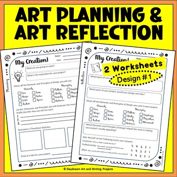 Preview of Art Project Planning Worksheet | Art Reflection and Self-Assessment Worksheet