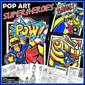 Preview of Superheroes ! Pop Art Project - Art Lesson Plan