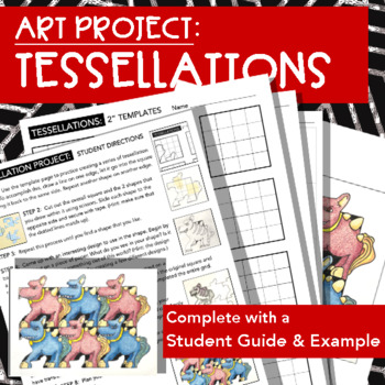 Preview of Art Project: Tessellations Lesson with Student Guide, Templates & Example