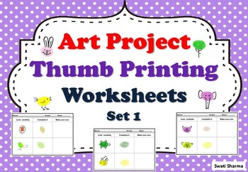 Preview of 18 PreK, Kindergarten Art Activity, Thumb & Finger Printing Art, Pre K Sub Plan