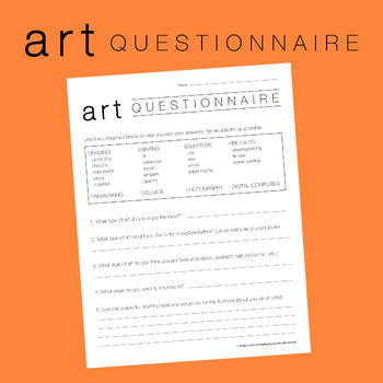 Preview of Art Questionnaire Student Survey Middle School High School Visual Art First Day