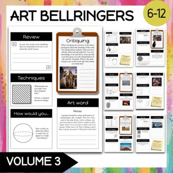 Preview of Art Room Bell Ringers | 85 Prompts | Volume 3