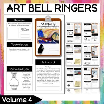 Preview of Art Room Bell Ringers | 90 Prompts | Volume 4
