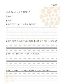 Art Room Exit Ticket_PDF by Js Palette | TPT