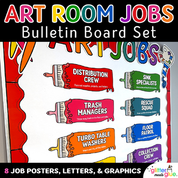 Preview of Art Room Jobs Poster for Elementary Art: Editable PowerPoint, Borders, & Graphic
