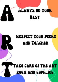 Art Room Rules Poster by Artastic Teaching | TPT
