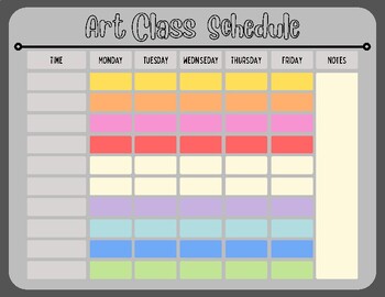 Preview of Art Room Schedule Layout