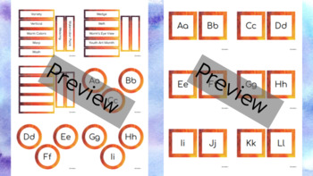 Preview of Art Room Word Wall - Deep Orange Watercolor - 200 terms