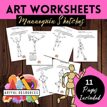 Preview of Art Room Worksheets | Practice Worksheets | Drawing Mannequins | Skeleton Shapes