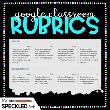 Preview of Art Rubrics for Google Classroom. Templates to use or edit for assessing artwork
