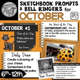 Art Sketchbook Prompts and Bell Ringers- OCTOBER