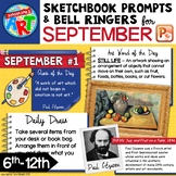 Art Sketchbook Prompts and Bell Ringers- SEPTEMBER
