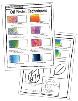 Preview of Art Skill Drawing Technique Oil Pastel Worksheet Activity Lesson Bell Ringer