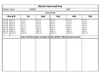 Preview of Art/ Special Lesson Plan Template