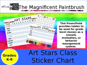 Preview of Art Stars Class Sticker Chart :Behavior Management