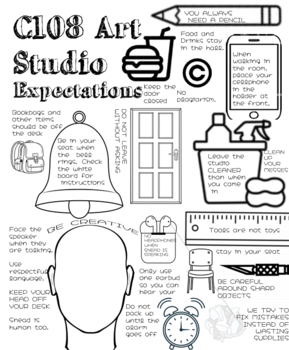 Art Studio Expectations Coloring page part 1 by ArtbySnead | TpT