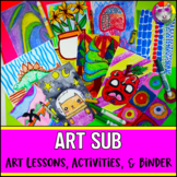 Art Sub Art Lessons, Art Sub Tub, Binder, Worksheets Activ
