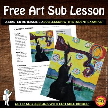 Preview of Middle, High School Free Art Sub Plan, A Master Re-Imagined, Art Sub Lesson