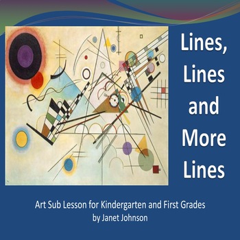 Preview of Art Sub Lesson: Lines, Lines and More Lines Kindergarten Free .pdf .pptx