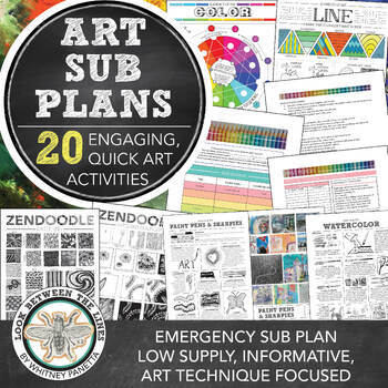 Preview of Art Sub Plan Activity Bundle: 20 Activities for Emergency Sub & Quick Art Lesson