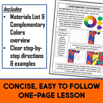 Art Sub Plan - Complimentary Color Designs by Art Bliss | TPT