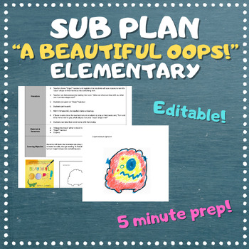 Preview of Art Sub Plan - ELEMENTARY - EDITABLE - A Beautiful Oops - Barney Saltzberg