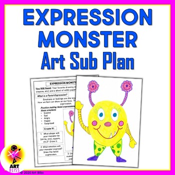 Preview of Pre-K, Kindergarten, Elementary Art Sub Lesson Plan - Expression Monster