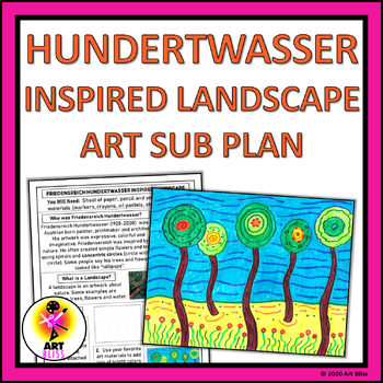 Preview of Elementary Art Sub Plan Lesson - Hundertwasser Simple Landscape