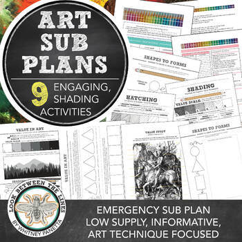 Preview of Art Sub Plan Lesson Pack, Editable Template for Middle, High School Art Class