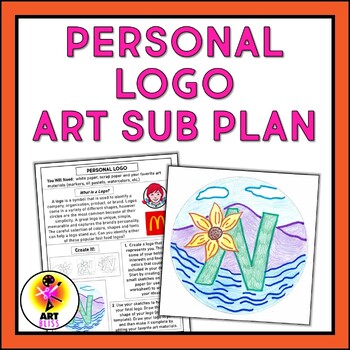 Preview of Middle School Art Sub Lesson Plan - Personal Logo Drawing