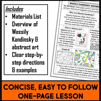 Middle School Art Sub Plan Lesson - Wassily Kandinsky Abstract Art by ...