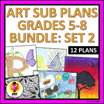 Preview of Middle School Art Sub Plans Bundle - Set 2