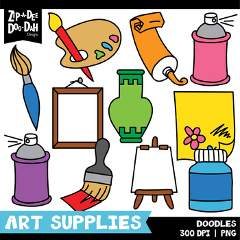 Artist Supplies clipart set, Artist's tools clipart set