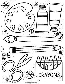 Art Supply Coloring Sheet by Primary Picassos | TPT