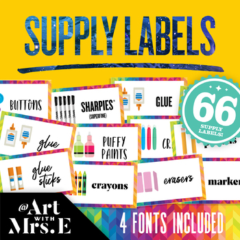 Preview of Art Supply Labels || 4 Different Font Options + Blank Templates
