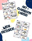 Classroom Art Supply Labels with Pictures (Blank Labels Included)