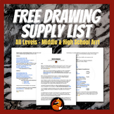 FREE Art Supply List Art 1 Drawing Middle School Art and H