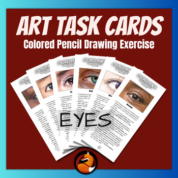 Preview of Art Task Cards Colored Pencil Drawing Eyes Middle School High School Art