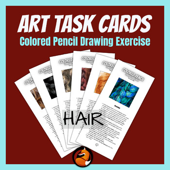 Preview of Art Task Cards Colored Pencil Drawing Hair Middle School High School Art