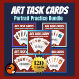 Art Task Cards Colored Pencil Portrait Drawing Bundle Midd