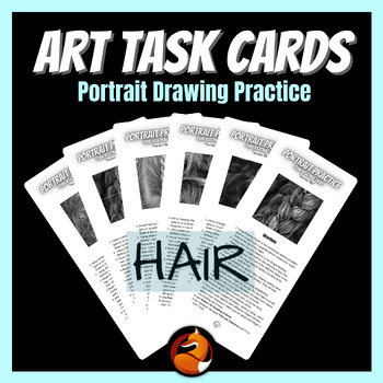 Preview of Art Task Cards Drawing and Shading Portrait Drawing Hair Art Activity