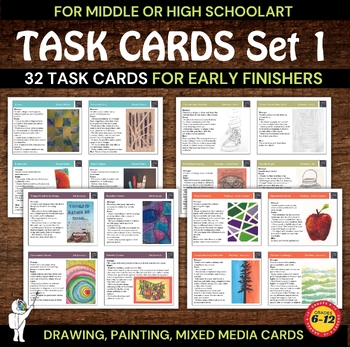 Preview of Art Task Cards for Early Finishers - Set 1 (16 Cards)- Art Sub Plans
