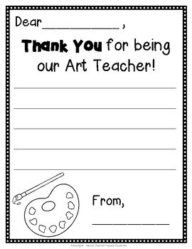 Art Teacher Appreciation Day | Thank You Card for Art Teacher | TPT
