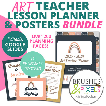 Preview of Art Teacher Lesson Planner & Poster BUNDLE
