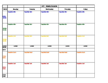 Preview of Art Teacher Plan book Schedule