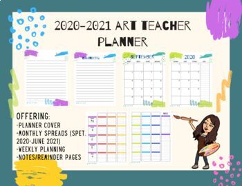 Preview of Art Teacher Planner 2020-2021